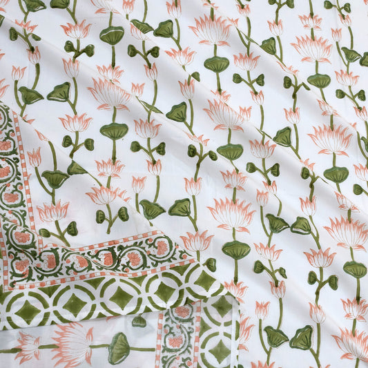Lotus Vines | 300TC Mercerized Cotton Bedsheet