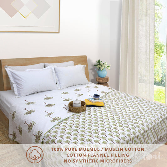 Palm Trees | Pure Mulmul Cotton | Flannel filling