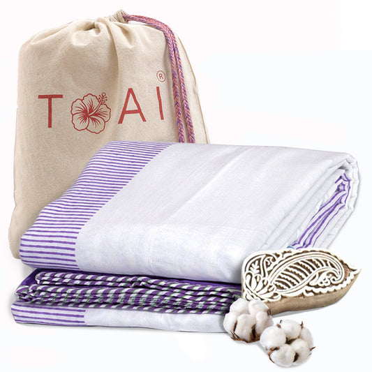 Sheep White Blue  | Pure Mulmul Cotton | Flannel filling