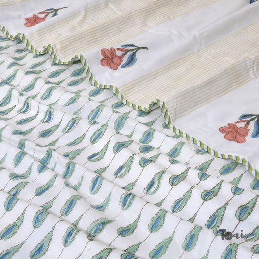 Floral Panel | Pure Mulmul Cotton | Flannel filling