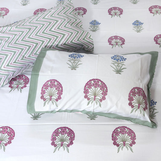 Balsam on White | 300TC Mercerized Cotton Bedsheet