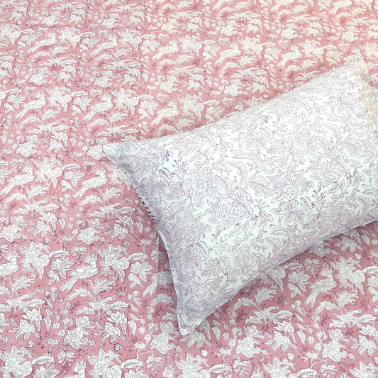 Pink Bird Kalamkari | 210TC Pure Cotton Bedsheet