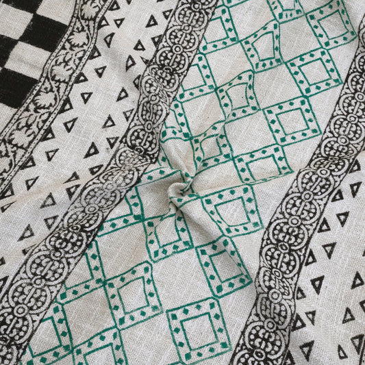 Green Gray Line | Cotton Yarn Sofa Throw