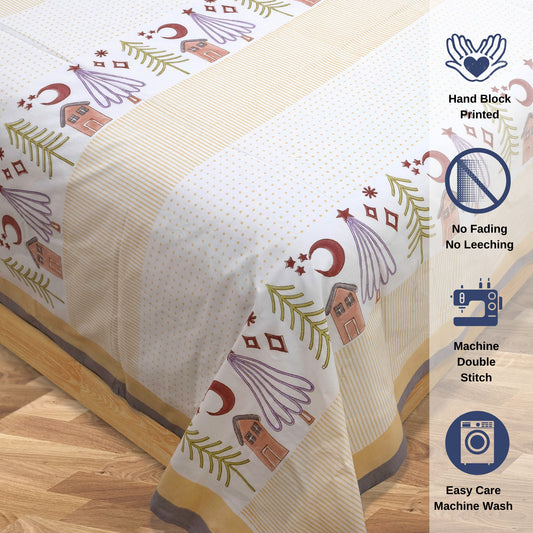 Yellow Polka Homes  | 300TC Mercerized Cotton Bedsheet