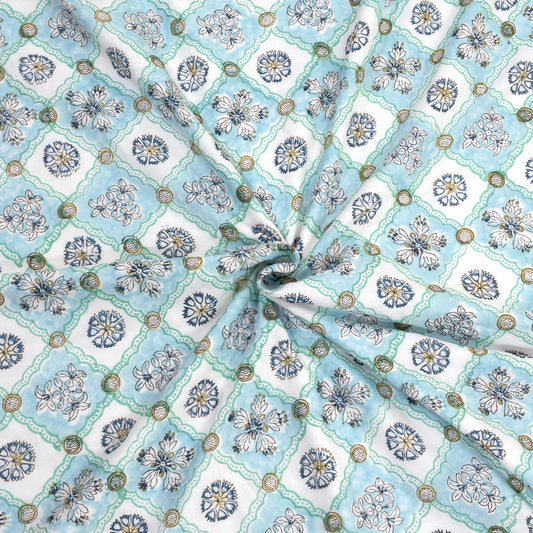 Small Blue Jaal | Pure Mulmul Cotton | Flannel filling