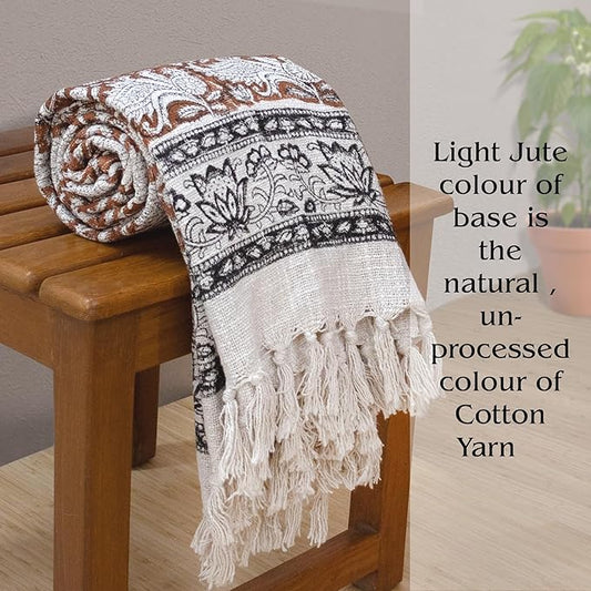 Ethnic on Brown | Cotton Yarn Sofa Throw