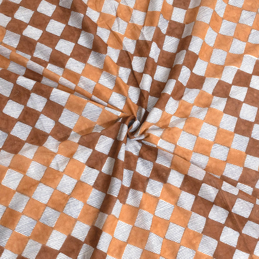 Brown Checks Blue Lines | Pure Mulmul Cotton | Flannel filling