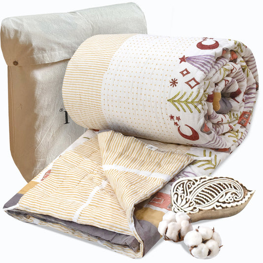 Yellow Polka Homes | Razai Mulmul Cotton | Cotton Wool Filling