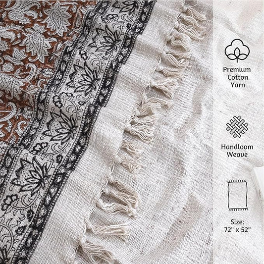 Ethnic on Brown | Cotton Yarn Sofa Throw