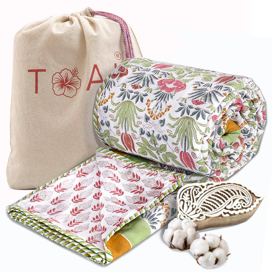 Spring Floral | Pure Mulmul Cotton | Flannel filling