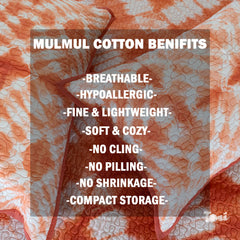 Peach Diamonds| Quilted Bed cover |Shibori, Tie-&-Die|Double Bed- Queen Size| Premium Mulmul Cotton| Organic Cotton Sheet Filling |Complementing pillow covers