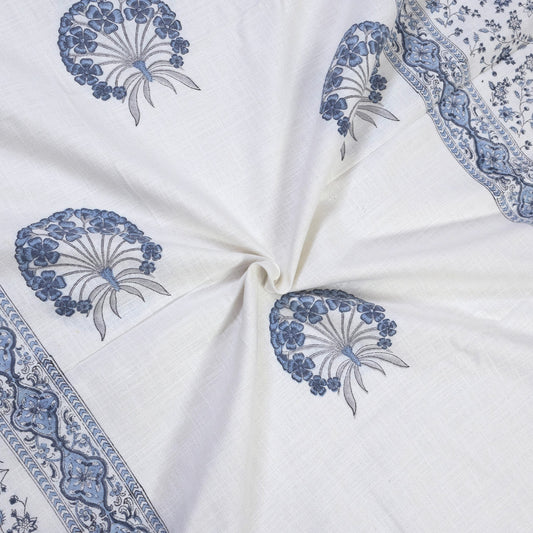 Blue Grey White | Pure Cotton Bedsheet