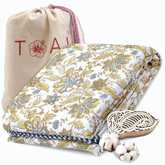 Autumn Leaves & Florals  | Pure Mulmul Cotton | Flannel filling