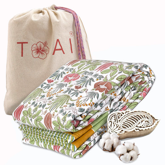 Spring Floral | Pure Mulmul Cotton | Flannel filling