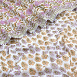 Round Flowers & Leaves | Pure Mulmul Cotton | Flannel filling