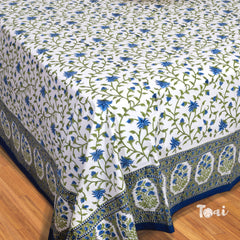 White Blue Florals  | 210TC Pure Cotton