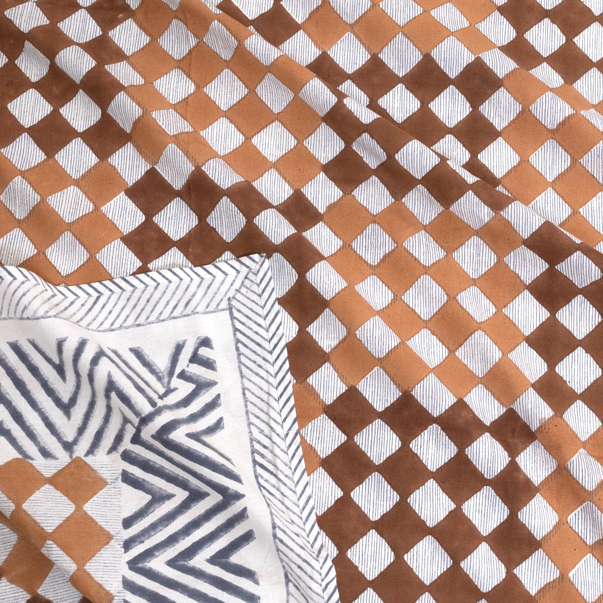 Brown Checks Blue Lines -Pure Cotton Bedding