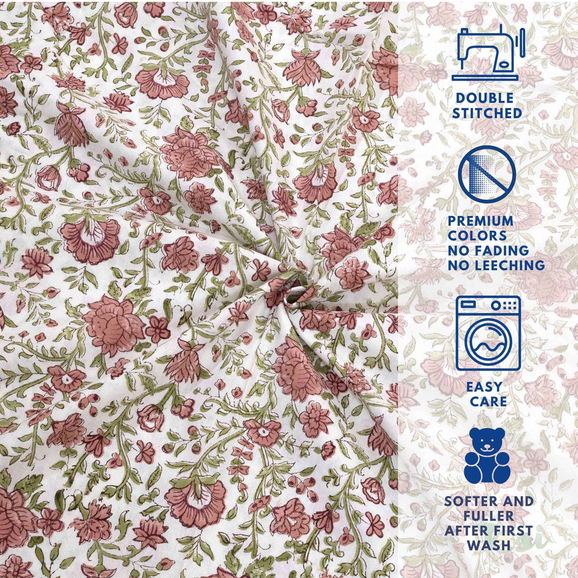 Rust Flower Spread  - 250TC Pure Cotton