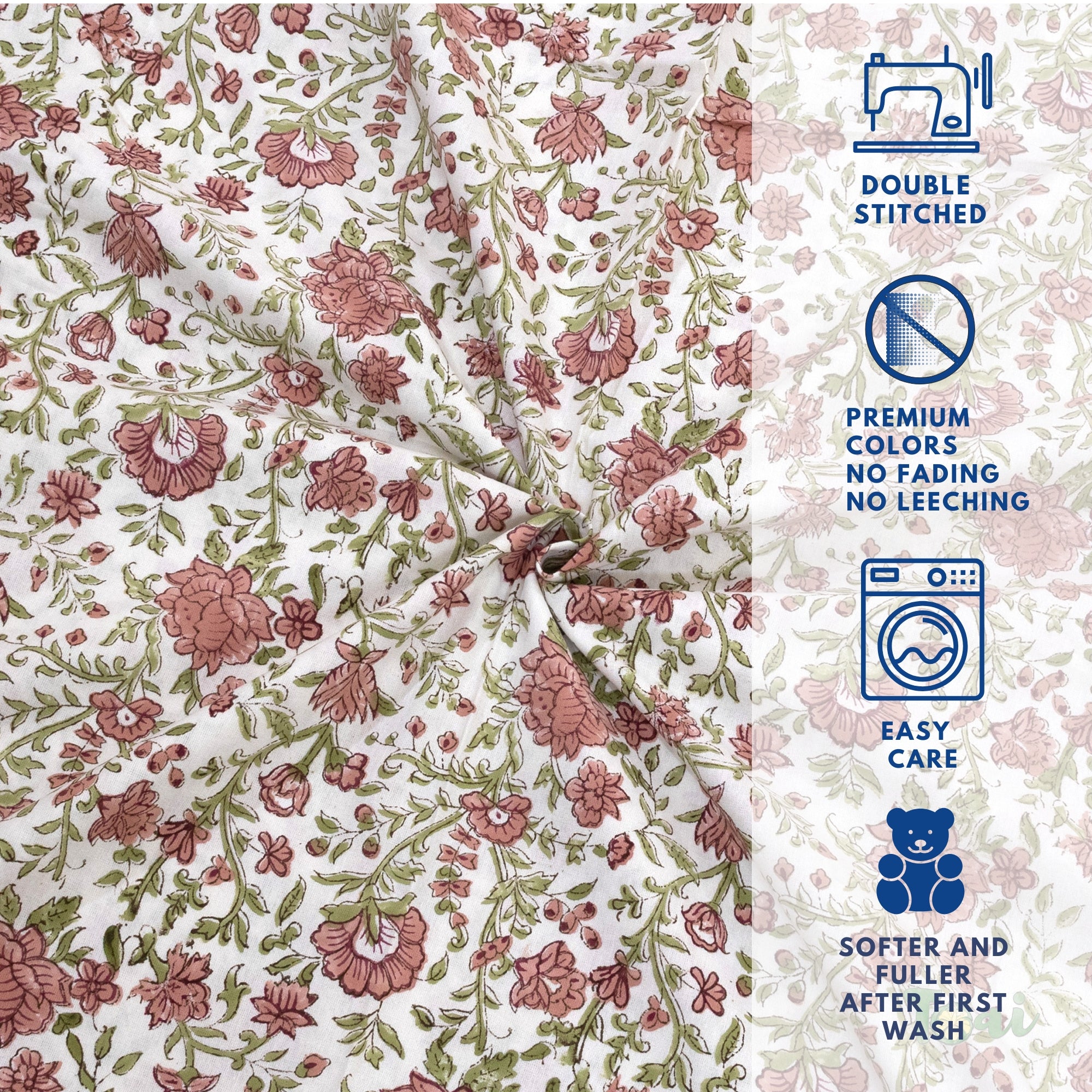Rust Flower Spread  - 250TC Pure Cotton