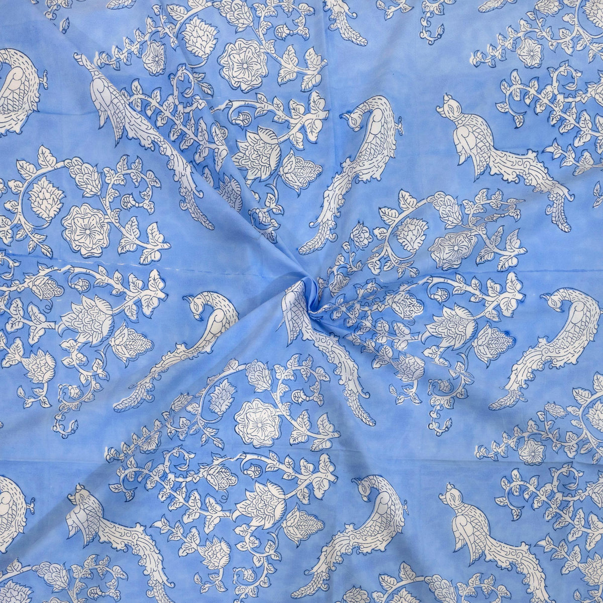 Blue Bird Kalamkari | Premium Bedsheet