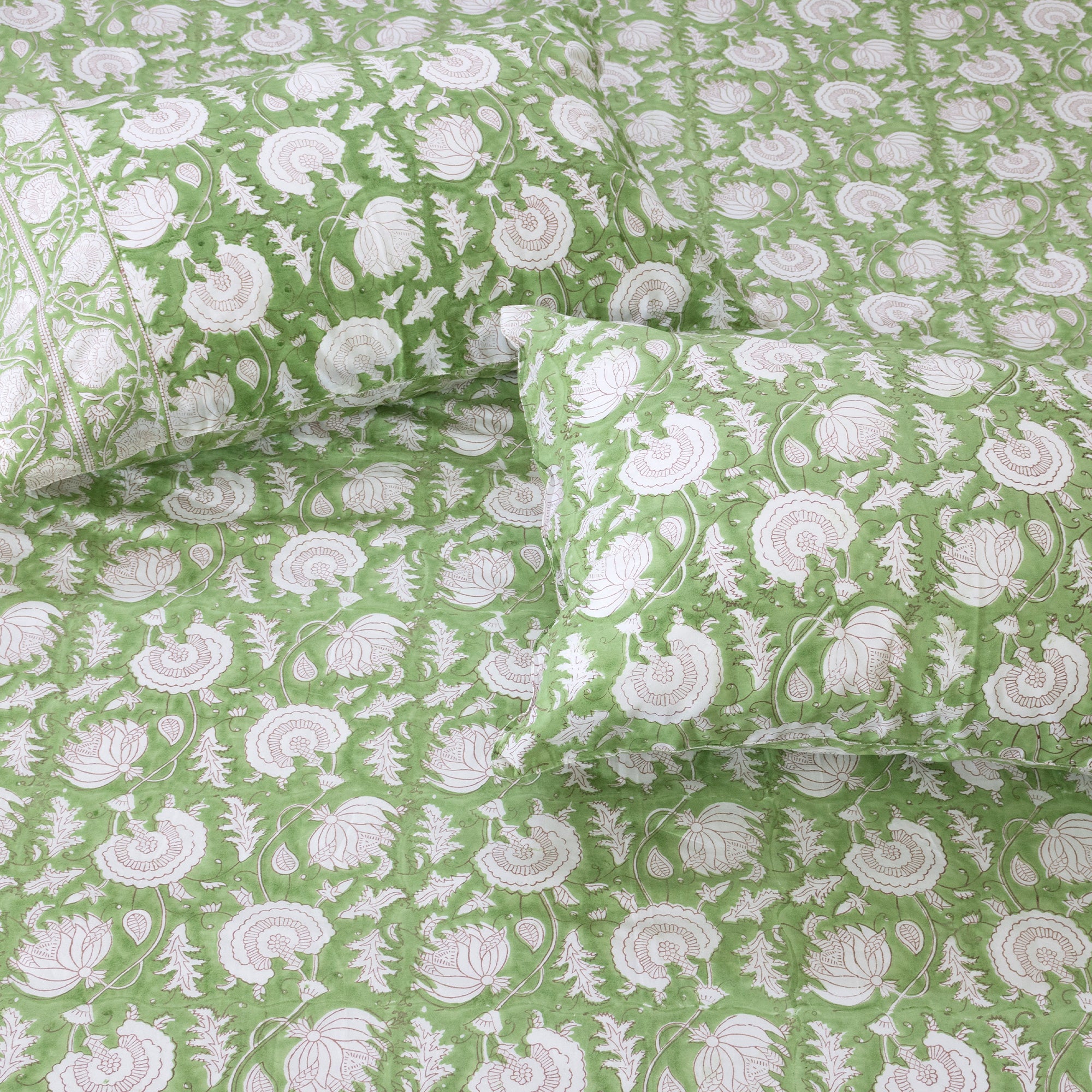 Green Kalamkari | Premium Bedsheet