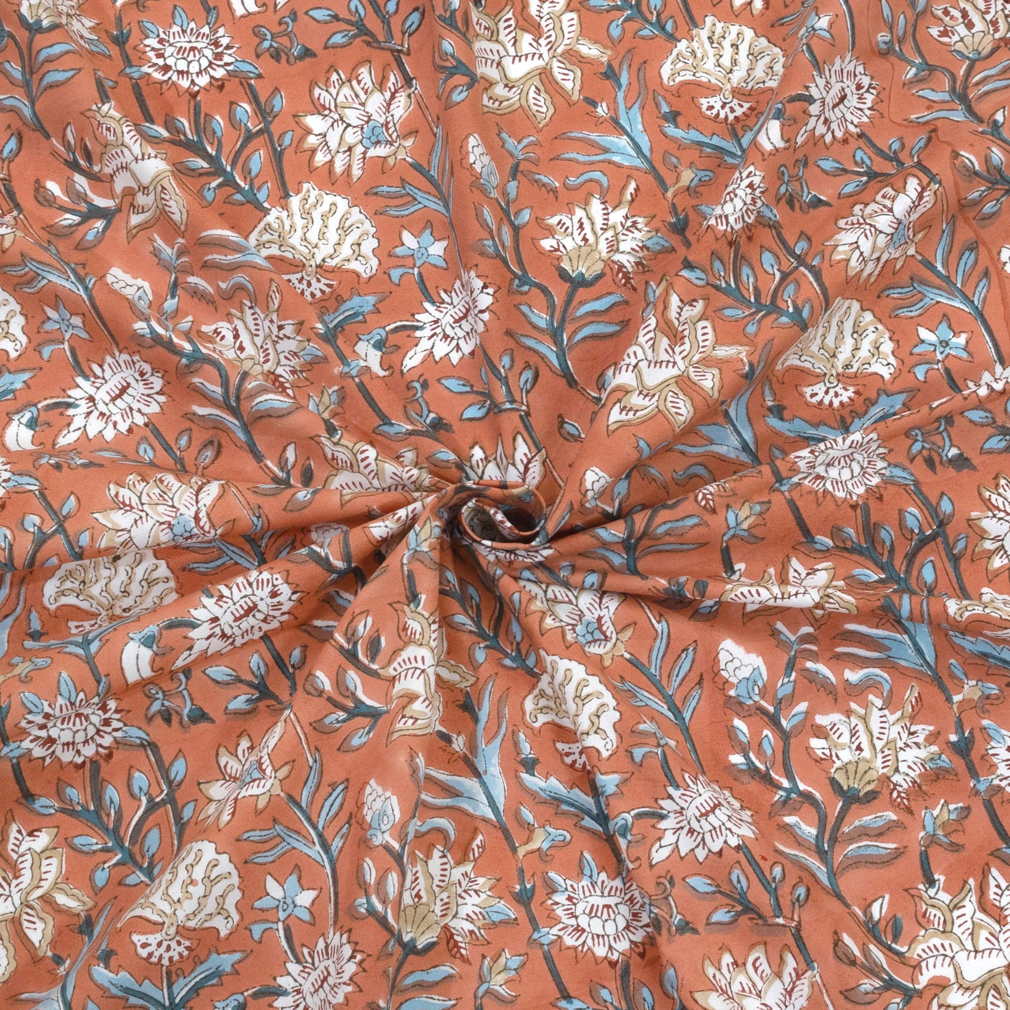 Floral Vines On Rust | Premium Bedsheet