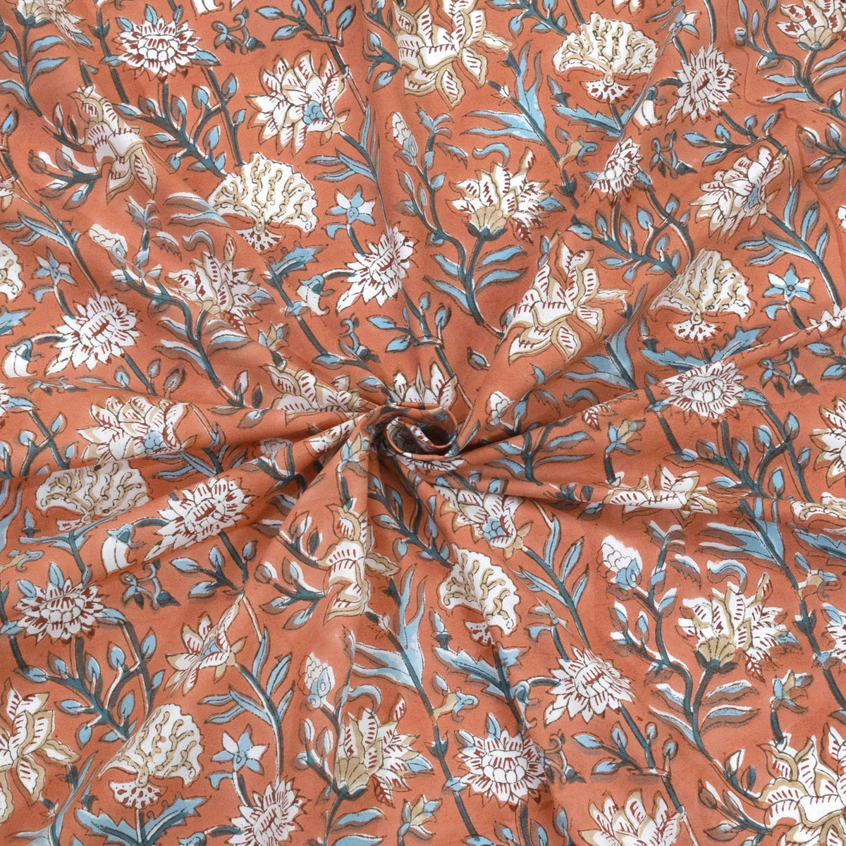 Floral Vines On Rust | Premium Bedsheet