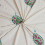 Pink Blue Paan on Beige | 300TC Mercerized Cotton Bedsheet