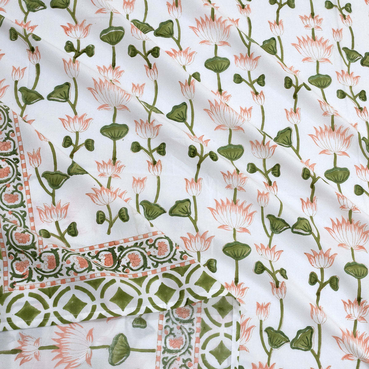Lotus Vines| Comforter Bedding Set | Premium Bedsheet , Pillow Covers, Quilt / Razai