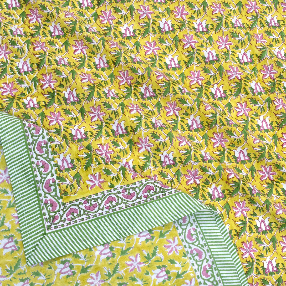 Pink Floral Pond| Premium Bedsheet