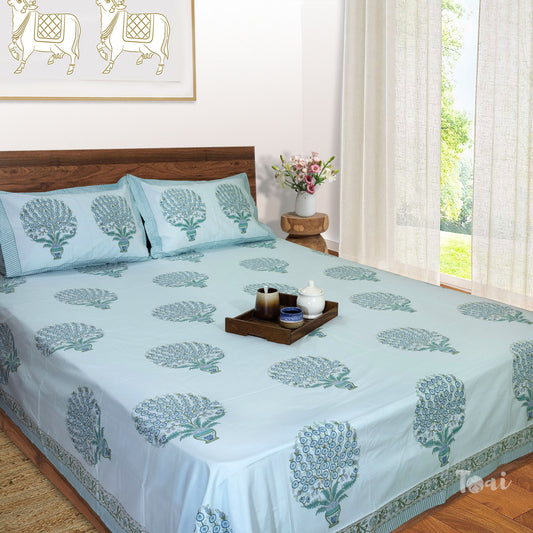 Bouquet on Light Blue | 300TC Mercerized Cotton