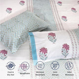 Pink Blue White | Pure Cotton Bedsheet