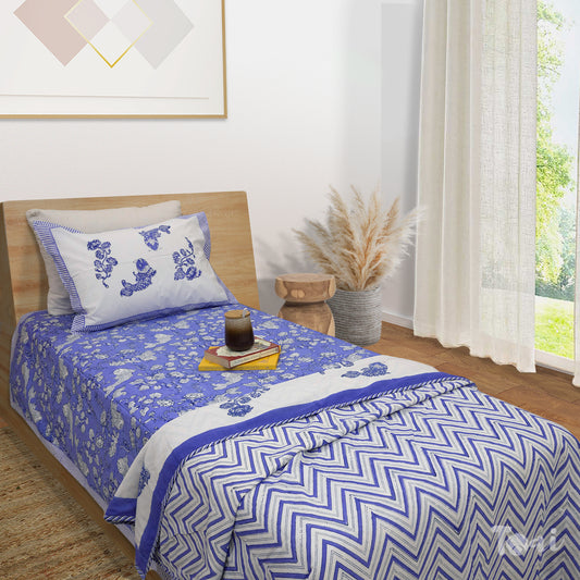 Purple Fish| 300TC Bedsheet | 2 Pillow Covers | Mulmul Cotton Dohar