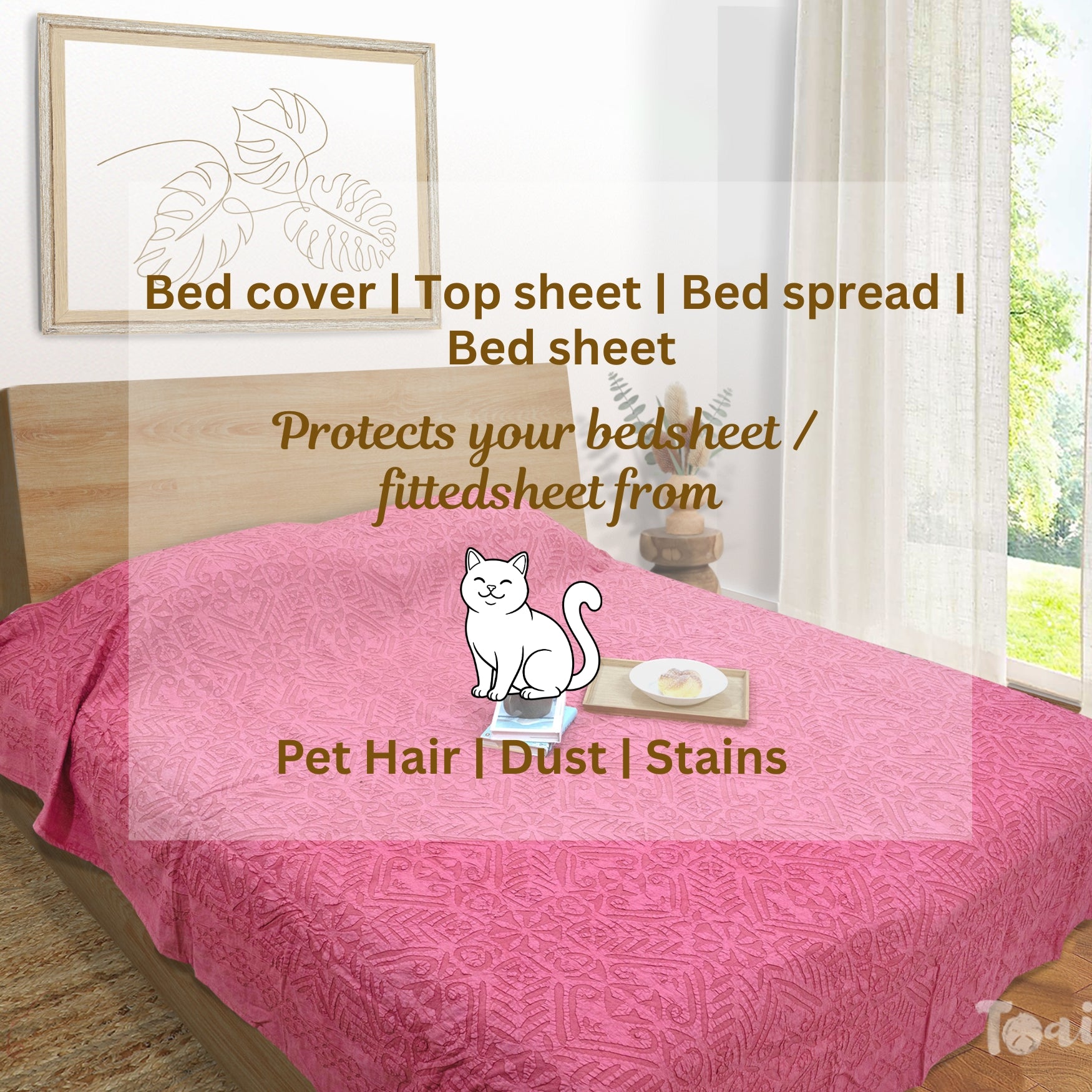 Bikaneri Applique| Hot Pink Stonewashed| Bedcover