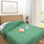 Bikaneri Applique| Jungle Green Stonewashed| Bedcover