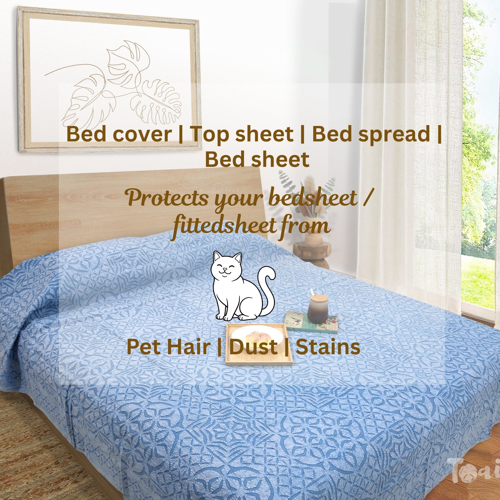 Bikaneri Applique| Blue Shades Stonewashed| Bedcover