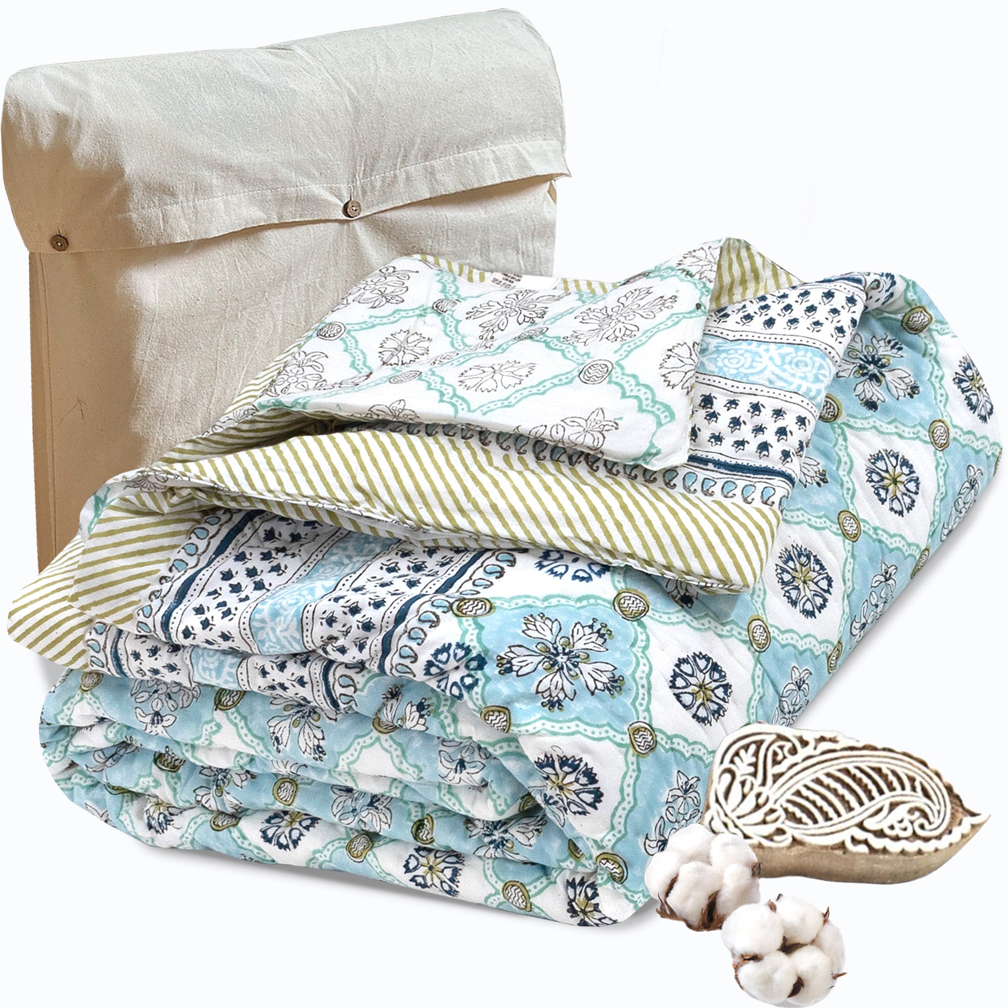 Small Blue Jaal  - Premium Mulmul Muslin Cotton 