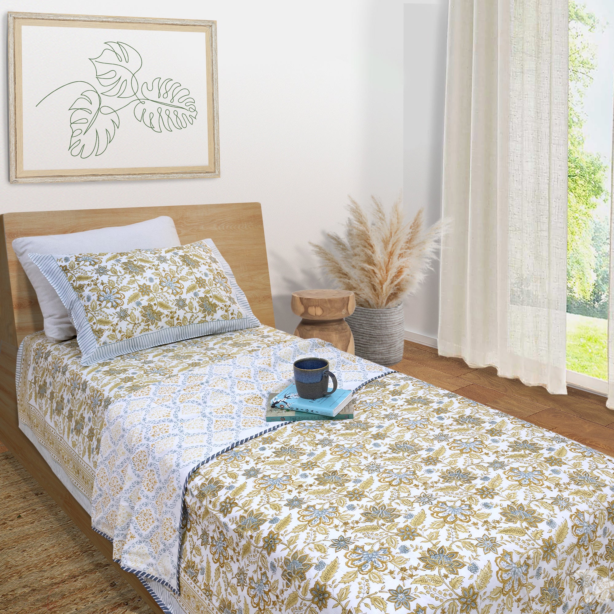 Autumn Leaves | All- Season Bedding Set | Premium Bedsheet , Pillow Covers, Dohar