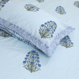 Blue Tulips on Blue | 300TC Mercerized Cotton Bedsheet