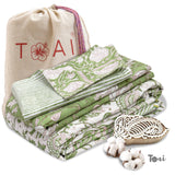 Green Kalamkari| 300TC Bedsheet | 2 Pillow Covers | Mulmul Cotton Dohar