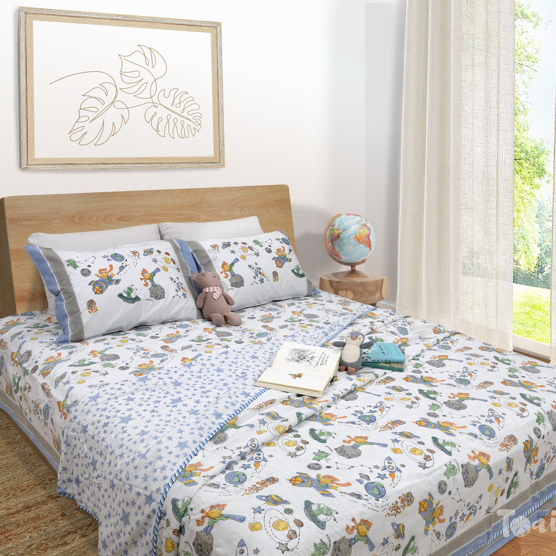 Space Boy-King Double Bedsheet Dohar for boys and girls
