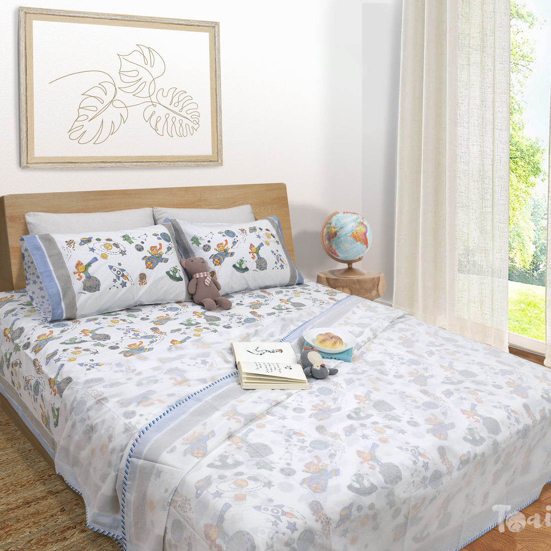 Space Boy-King Double Bedsheet Muslin Dohar for boys and girls
