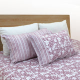 Vintage Pink| 300TC Bedsheet | 2 Pillow Covers | Mulmul Cotton Dohar