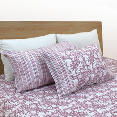Vintage Pink| 300TC Bedsheet | 2 Pillow Covers | Mulmul Cotton Dohar