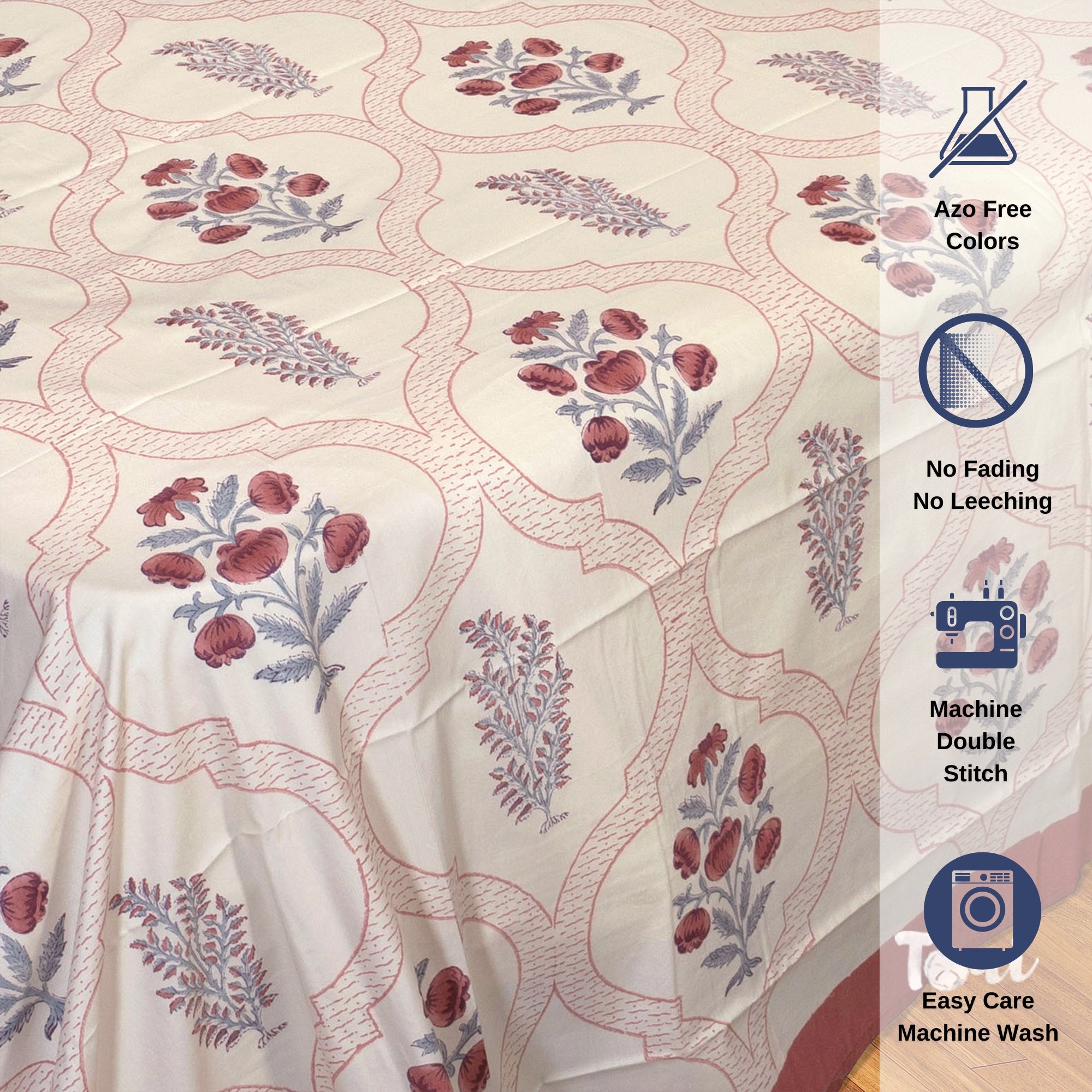 Rust Grey Jaal on Beige  - Bedsheet for double bed