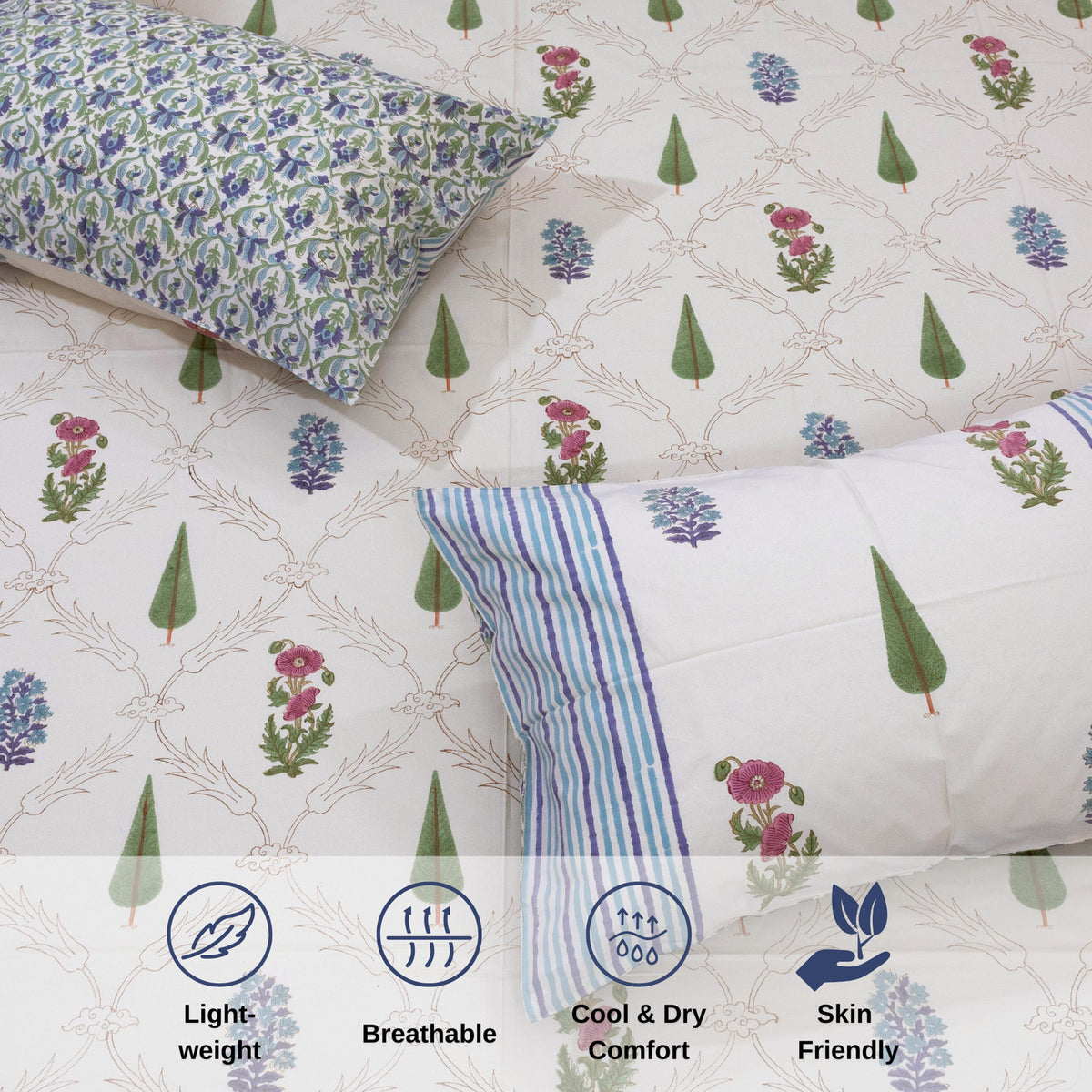 Adil Jaal (Beige Multicolor) | Premium Bedsheet