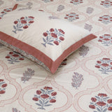 Rust Grey Jaal on Beige  | 300TC Mercerized Cotton Bedsheet