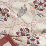 Rust Grey Jaal on Beige  | 300TC Mercerized Cotton Bedsheet