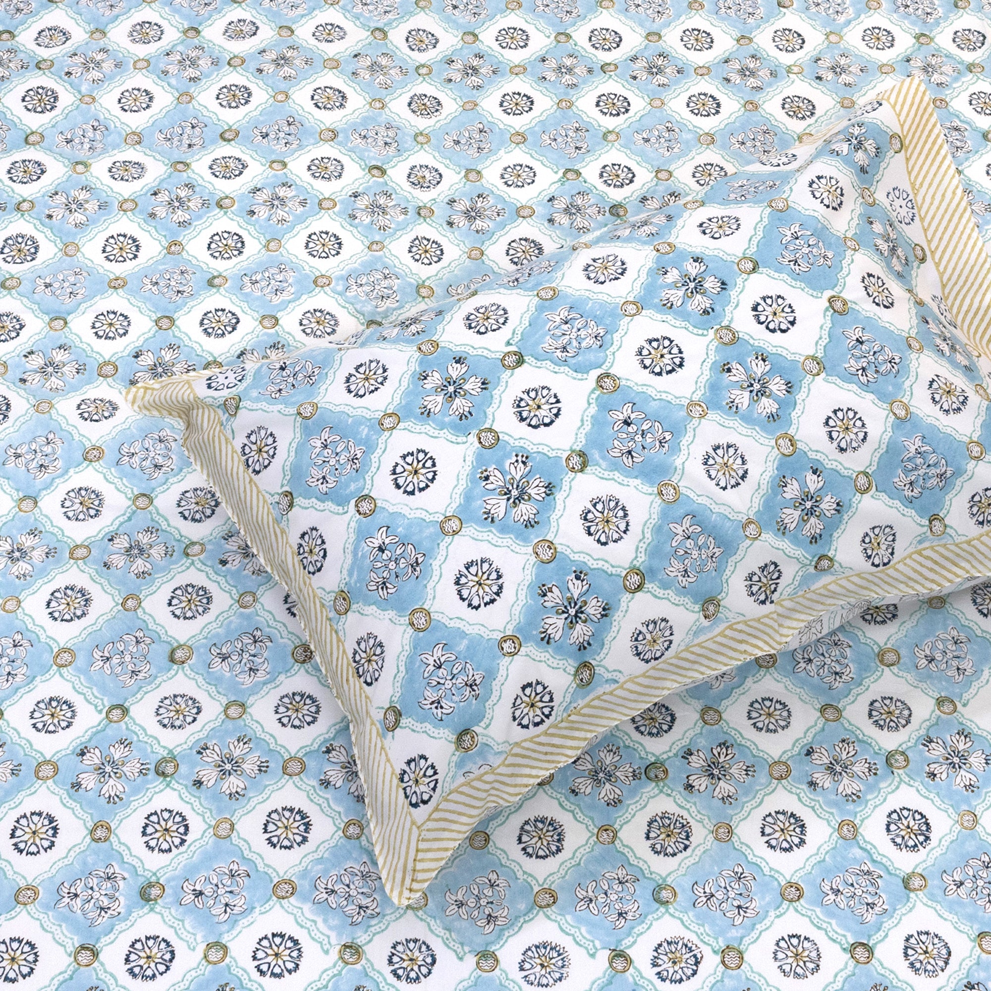 Small Blue Jaal  | Premium Bedsheet
