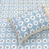 Small Blue Jaal | 300TC Bedsheet | 2 Pillow Covers | Mulmul Cotton Quilt